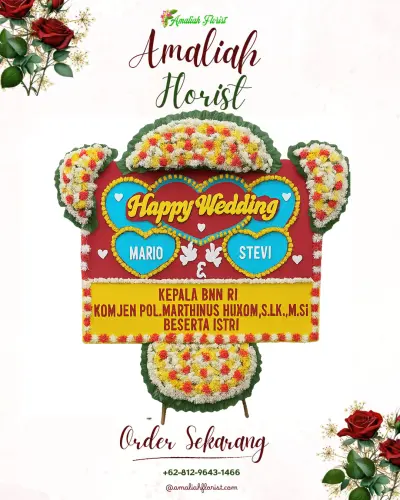 Karangan Papan Bunga Pernikahan di Popongan